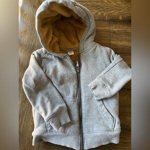 Gray Hooded Jacket with Brown Lining
